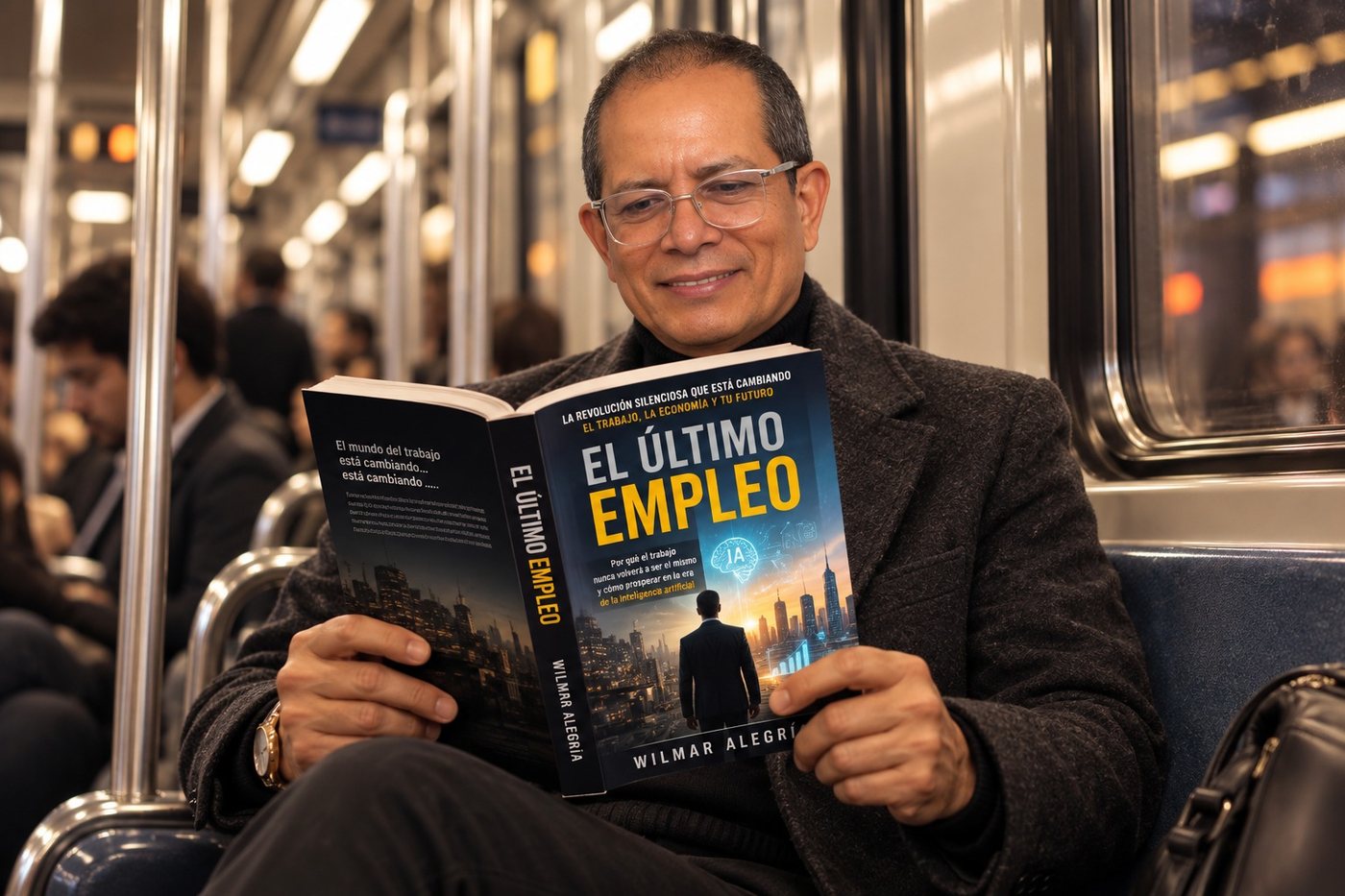Wilmar Alegría leyendo su libro El último empleo